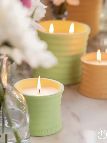 The Daydream collection is designed to inspire. The simple, elegant ceramic vessels in soft pastel colors like green and yellow add a touch of calm to any surface. The Gardenia Delight fragrance fills the air with a sense of ethereal bloom.