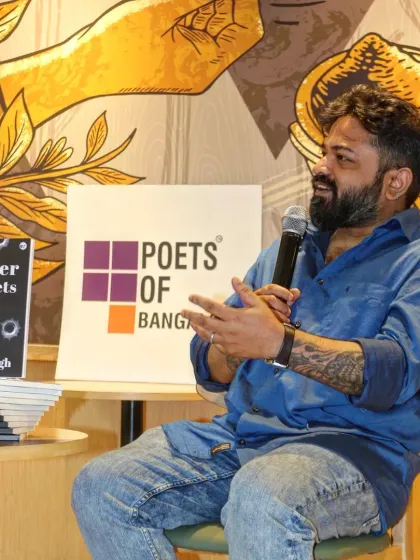 Author Oninthough speaks passionately about his book "Paper Bullets" at a book reading session we organized.