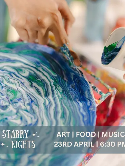 At our Starry Nights, you can try your hand at mesmerizing acrylic pour painting. Watch the colors swirl and blend under the evening lights to create a one-of-a-kind masterpiece.