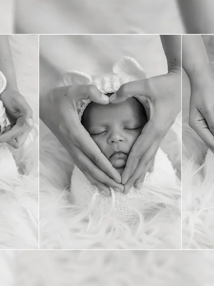The same adorable pose, presented in timeless black and white to emphasize the emotion and details.
