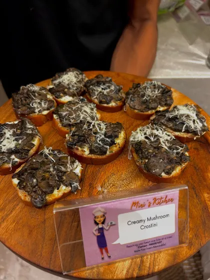 A close-up of one of my most requested appetizers: Creamy Mushroom Crostini. Each bite is a perfect combination of earthy mushrooms, rich cream, and crispy toasted bread, guaranteed to impress your guests.