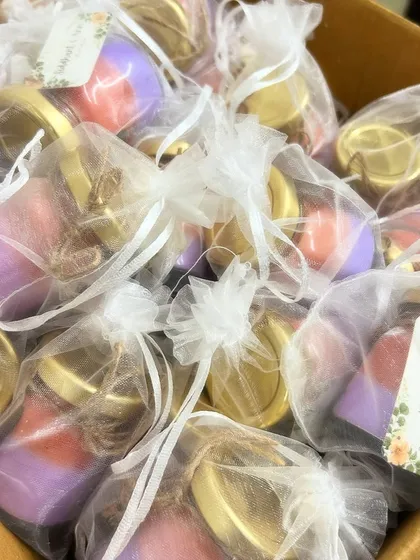 For large events, I can create budget-friendly bulk orders without compromising on the cuteness. These mini scented candles were packed in delicate organza potlis for a wedding, making them an easy and beautiful return favor.