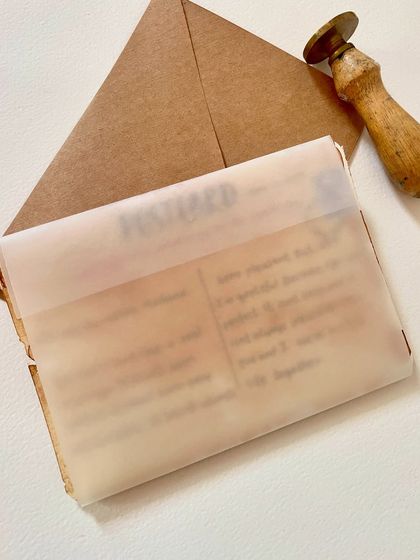 To protect the delicate details, I wrap each postcard in this translucent paper before it goes into the envelope. It adds another layer to the unboxing experience.