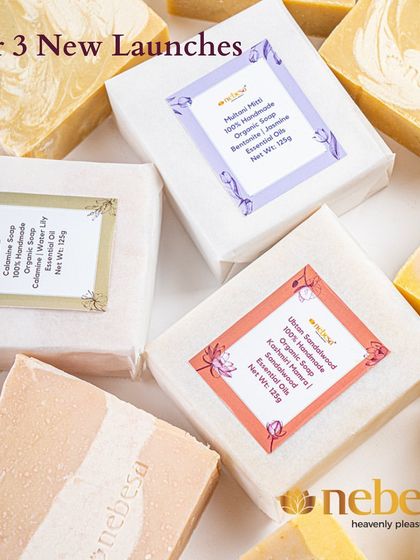 I'm excited to introduce my three new cold-process soaps: Multani Mitti, Calamine, and Ubtan Sandalwood. Each one is 100% handmade with organic ingredients to address different skin needs, especially for summer.