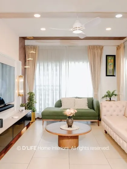 I design living spaces that are bright, welcoming, and made for togetherness. This room combines soft neutral tones, comfortable furnishings, and natural light to create a perfect setting for family life and relaxation.