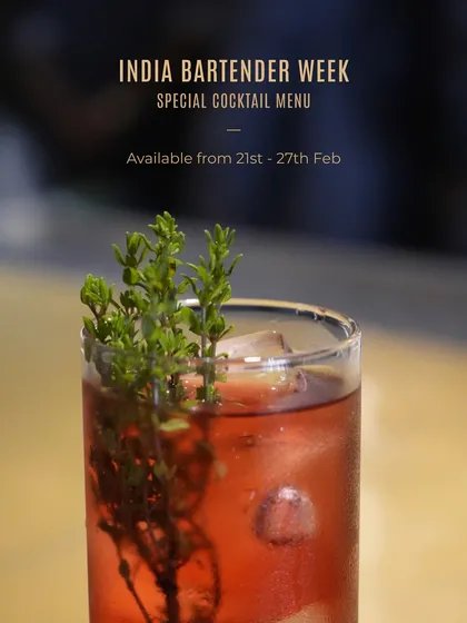 A close-up of our special cocktail menu for India Bartender Week, highlighting our commitment to celebrating and advancing mixology in India.