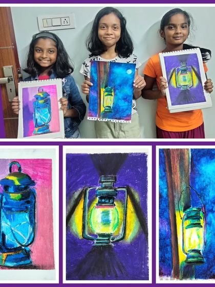 More amazing lantern art from my students. Each one has a unique background and beautiful colour blending.