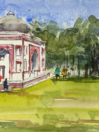 A sketch of a tomb at Sunder Nursery, done on a beautiful Sunday morning with Urban Sketchers Delhi. It's always refreshing to spend time sketching amidst nature.