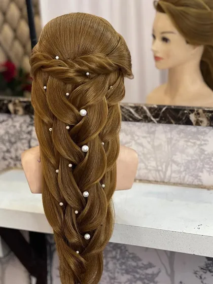 Another angle of the advanced open braid, perfect for a bride or bridesmaid.