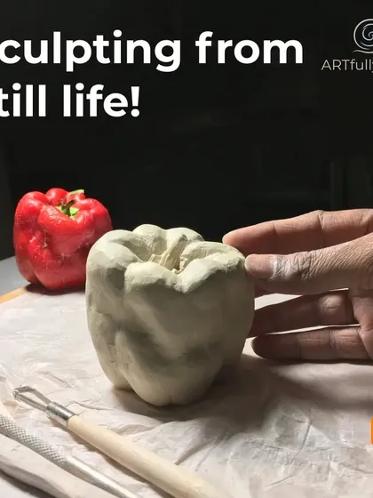 A promotional image for my still life sculpting workshop. I want to show that sculpting can be fun and achievable for everyone.
