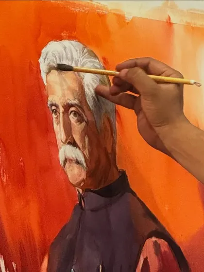 Adding fine details to the hair and face. This stage requires careful brush control to capture the texture and highlights.