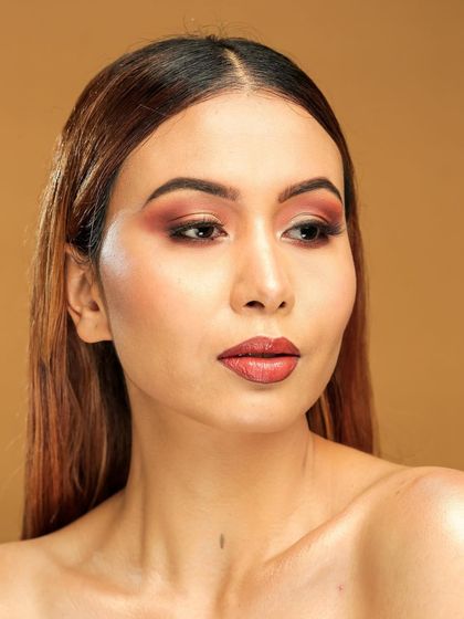Another angle of the simple yet stunning makeup look I did for model Nivedita Pai. The right makeup enhances features without overpowering them.
