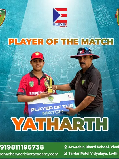 Celebrating our Player of the Match, Yatharth. His exceptional skills and dedication on the field are a testament to the quality of training and competitive spirit fostered at our academy.