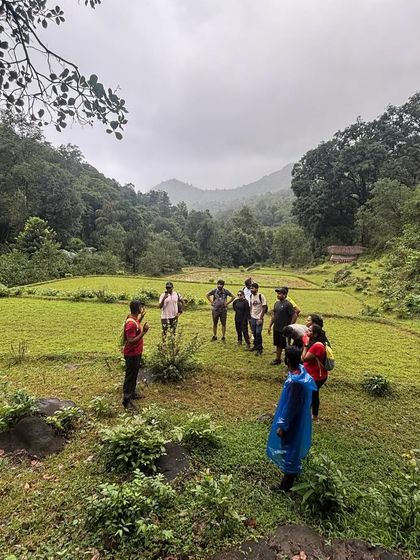 Another shot of the group listening intently to the guide's instructions before starting the trek.