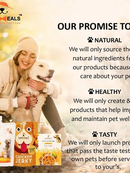 This is my promise to you and your pet. I only use 100% natural, human-grade ingredients to create healthy, tasty meals that I would feed to my own dogs. Your pet's health and happiness are at the heart of everything I do.