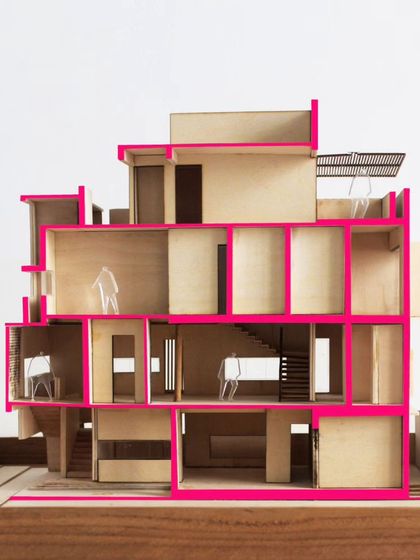 Another view of the LUCID House sectional model, showing the different levels and how they connect. Physical models are an essential tool in our design process for understanding and refining spatial relationships.