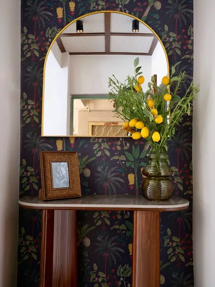 The same foyer console, styled to perfection for our 'Modern Muse' project photoshoot.