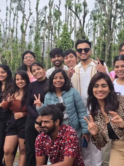 A happy group photo from our Chikmagalur trip. It's all about making memories with friends, and I make sure you get plenty of opportunities for that.