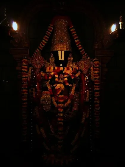 This image captures the divine presence of Lord Venkateswara. It is believed he holds the combined powers of Brahma, Vishnu, and Shiva, offering immense blessings to his devotees.