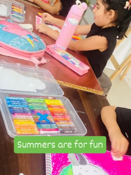 Our classroom is always buzzing with happy energy. This is a typical day at our summer art camp, where kids are busy with their oil pastel drawings. I believe in creating a fun, supportive space where every child feels comfortable to explore and create at their own pace.