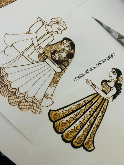 More practice sketches of bridal figures. Mastering these figures is a key part of my advanced mehendi course.