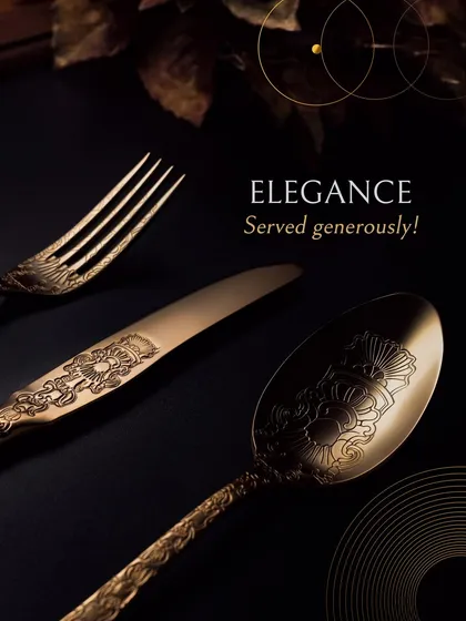 Elegance, served generously. Our intricately designed, vintage-style cutlery is more than just a tool for eating; it's a part of the overall aesthetic that makes our dining experience truly luxurious.
