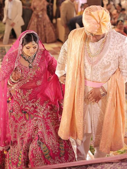 My beautiful bride Avani in a stunning pink lehenga. Her makeup was designed to be fresh and glowing, perfect for her destination wedding.