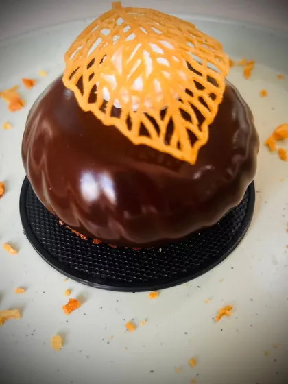 This is a chocolate caramel petit gateau made in our international desserts class. You will learn to create such beautiful, professional-quality pastries that look as amazing as they taste.