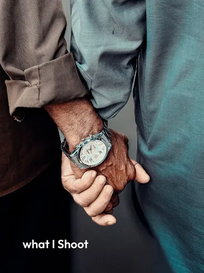 This is what I shoot: the detail that tells the whole story. By focusing on the clasped hands, I turn a fleeting moment into a powerful photograph about trust and togetherness.