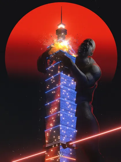 An epic, Akira-inspired scene of a titan attacking a skyscraper. This piece shows my ability to work on a massive scale, creating high-impact, destructive visuals with a bold, graphic style suitable for intense trap or electronic tracks.
