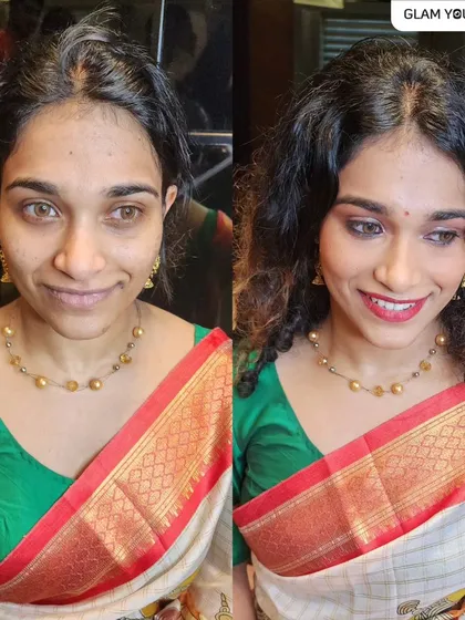 Here is a perfect example of a quick, 20-minute festive transformation. This before and after shows how you can achieve a flawless, skin-like finish that looks amazing for any occasion, without spending hours on it.