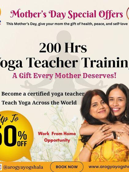 Our Mother's Day special offer, with up to 50% off our 200-hour Yoga Teacher Training. It's a gift of health, peace, and self-love that every mother deserves.