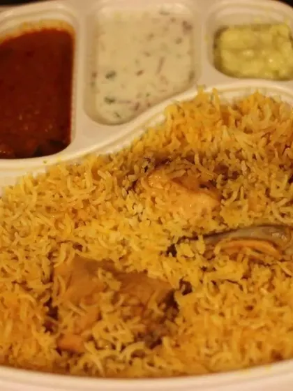 We make office lunches easy and delicious with our individually packed meals. This mutton biryani combo, complete with salan and raita, is a full, satisfying meal that's a world away from a typical desk lunch.