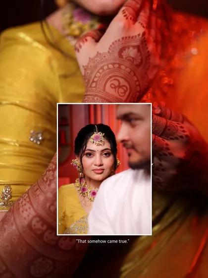 A creative and artistic shot from a haldi ceremony, capturing the love and tradition of the moment.
