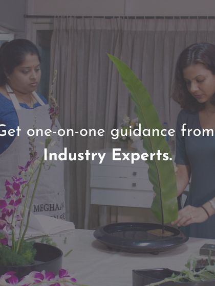 In my professional floristry course, you get one-on-one guidance from industry experts. Here, a student receives personalized feedback on her Ikebana-inspired arrangement, helping her refine her technique.