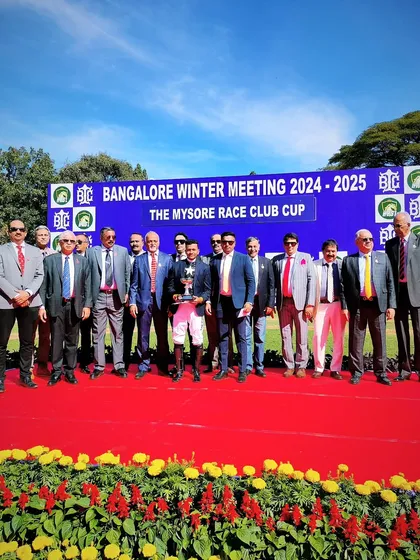 The winning connections of the Mysore Race Club Cup.