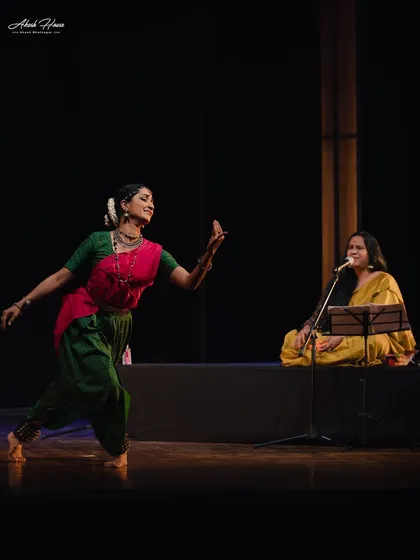 Performing a piece from 'Mandala' with musician Chandana Bala Kalyan. Her voice becomes a partner in the dance, guiding my movements and shaping the emotional landscape of the story.