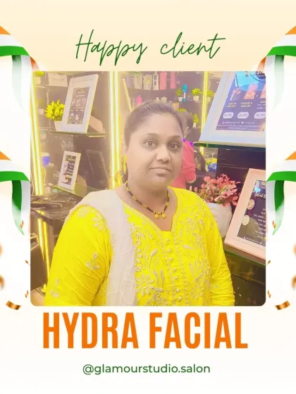 This client is looking radiant and satisfied in our well-lit studio after her Hydra Facial.