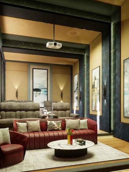 A duplicate shot of the home theatre, highlighting its luxurious feel.