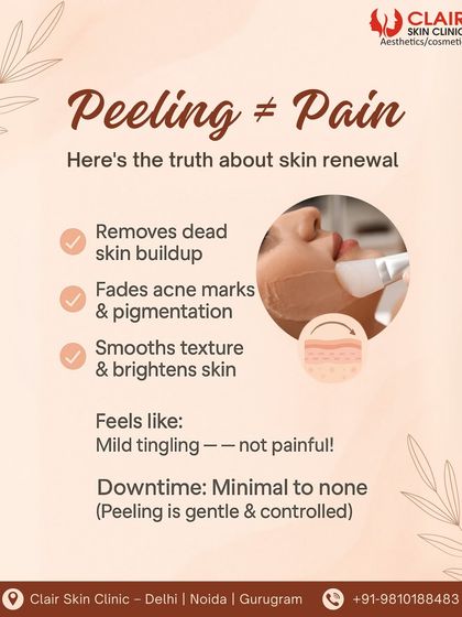We believe peeling doesn't equal pain. Our gentle, controlled skin renewal treatments remove dead skin buildup, fade acne marks, and smooth texture with only a mild tingling sensation.