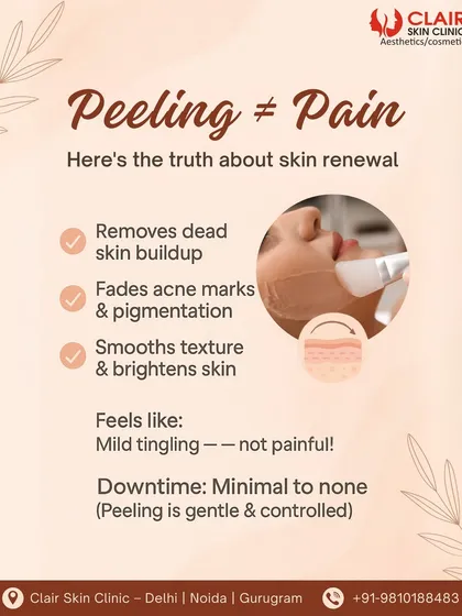 We believe peeling doesn't equal pain. Our gentle, controlled skin renewal treatments remove dead skin buildup, fade acne marks, and smooth texture with only a mild tingling sensation.