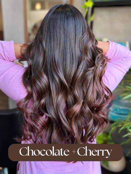 A delicious combination of Chocolate and Cherry. This no-bleach color is perfect for adding a subtle pop of red to deep brunette hair.