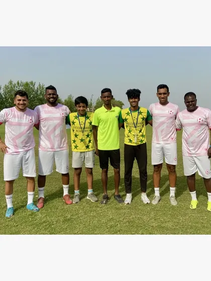 Our coaches with two of our players who went for trials at Minerva Punjab FC. We are committed to creating opportunities for our players to advance.