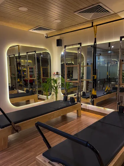 Welcome to our new studio in GK2, Delhi. I designed this space to be clean, modern, and filled with positive energy. It’s equipped with top-of-the-line reformers and functional training gear to support your wellness journey in a beautiful, inspiring environment.