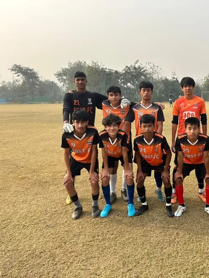 Harjeet Singh, our goalkeeper who was selected for FC Madras, with his U15 teammates before his departure.