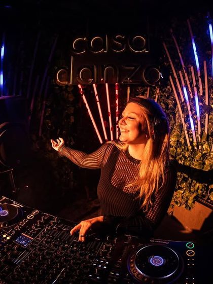 Another angle from Casa Danza, this time with blue and red lights creating a cool contrast.