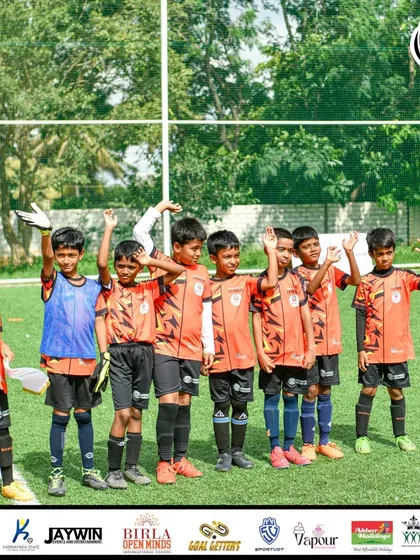 Our U9 team lines up before the final, united and focused on the task ahead.