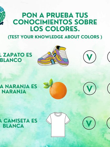 One more round of our color quiz. Is the statement 'El zapato es blanco' (The shoe is white) true or false?