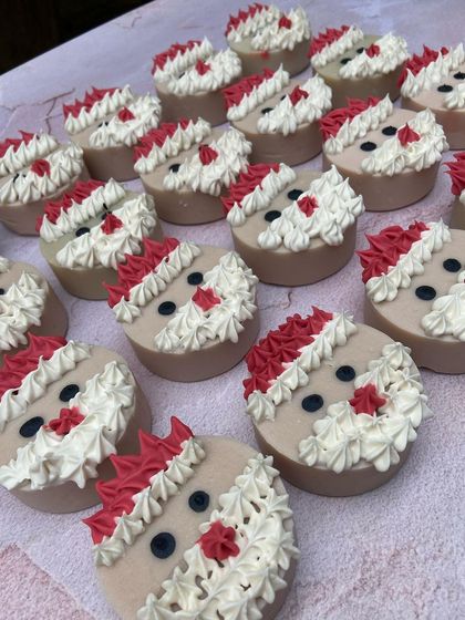 Another angle of my adorable Santa soaps. Each one is crafted with care and skin-nourishing ingredients.