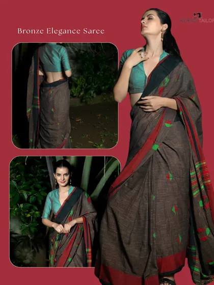 Grace in every drape. My Bronze Elegance cotton saree is where earthy charm meets subtle sophistication, making it perfect for both everyday elegance and festive finesse.